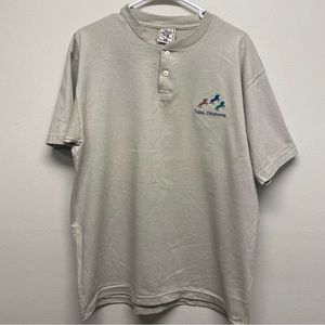 Vintage Alore Tulsa,Oklahoma Shirt Tan size large Horses single stitch USA made